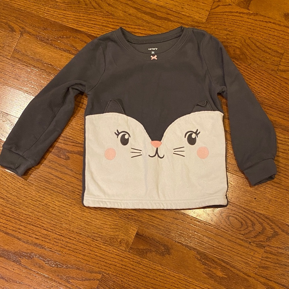 Carter's Gray and Cream Cat Face Sweatshirt